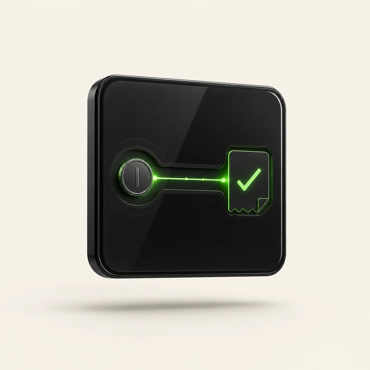 Black payment widget with a green receipt checkmark