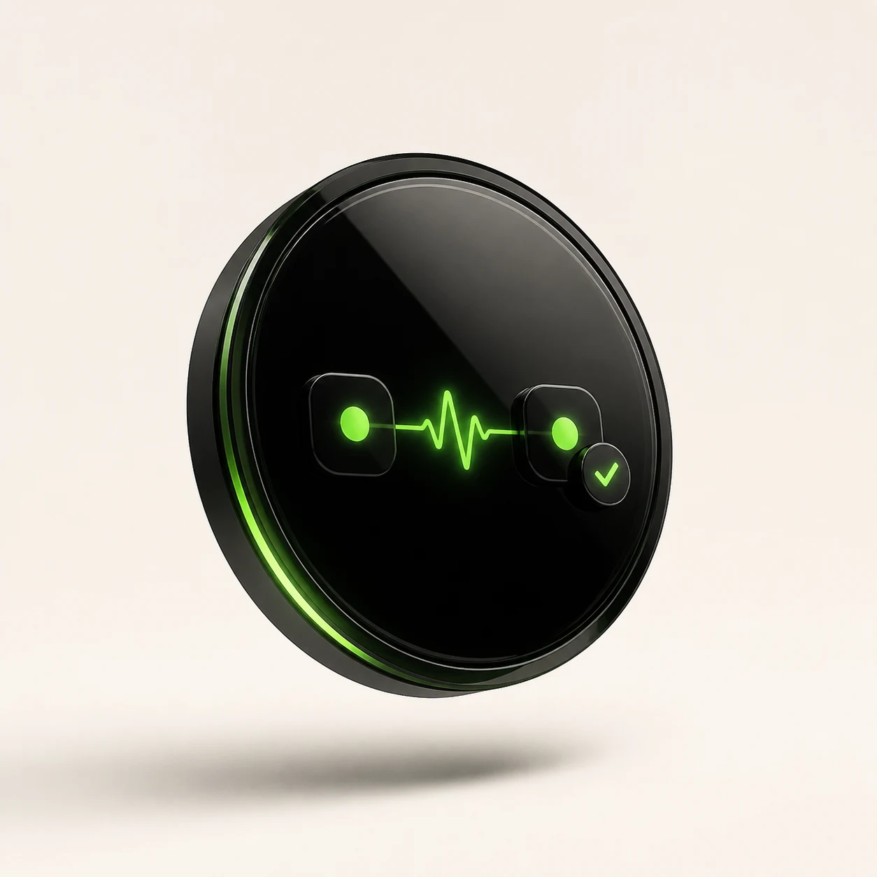 Black agent network token with a green verified pulse